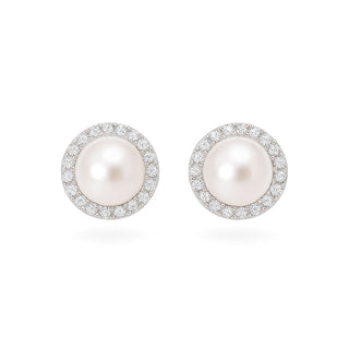 Orecchini Fabiani Oro Bianco 9Kt con Perle e Zirconi