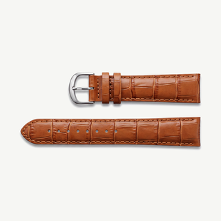 Cinturino XL Cognac Effetto Coccodrillo in Vera Pelle