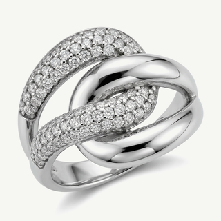 Anello Fabiani con Zirconi in Oro Bianco 9Kt