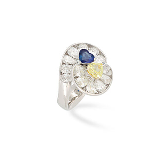 Anello Fabiani in oro bianco 18Kt con diamanti 3,23ct e Zaffiri 1,44 ct - Fabiani Gioiellerie