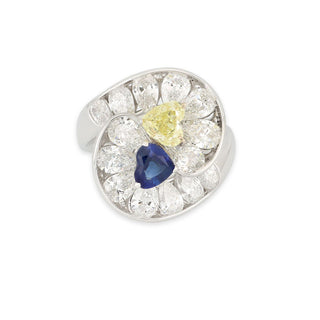 Anello Fabiani in oro bianco 18Kt con diamanti 3,23ct e Zaffiri 1,44 ct - Fabiani Gioiellerie