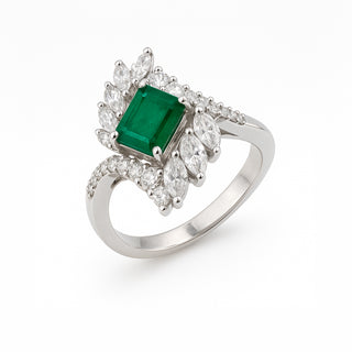 Anello Fabiani a Margherita con Smeraldo e Diamanti