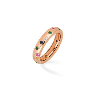 Anello Fabiani a fascia in oro rosa 18Kt con diamanti e zaffiri - Fabiani Gioiellerie