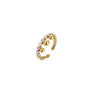 Anello in Acciaio con Cristalli Bianchi e Sfere Donna Luca Barra