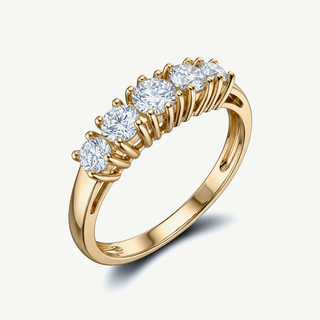 Anello riviera in oro giallo 9kt con zirconi taglio brillante montati a griffe