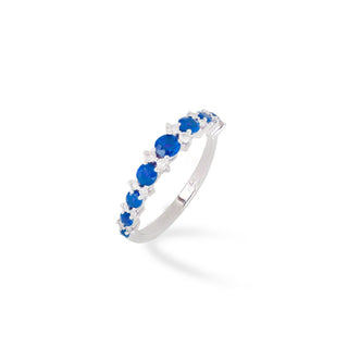 Anello Fabiani in oro bianco 18Kt con diamanti e zaffiri - Fabiani Gioiellerie