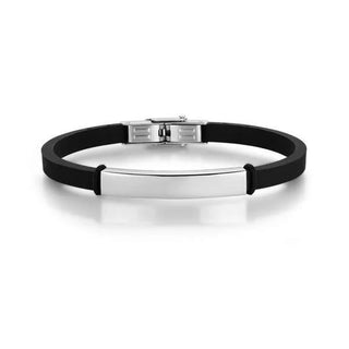Luca Barra Bracelet Men's Silicone Bracelet with Steel Plate