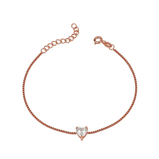 Bracciale Fabiani in argento rosato con zircone a cuore - Fabiani Gioiellerie