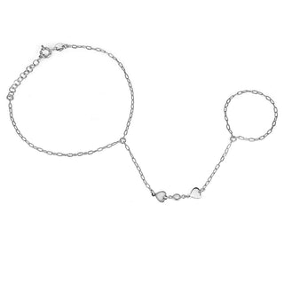 Bracciale baciamano Fabiani in argento 925 con zircone e cuori - Fabiani Gioiellerie