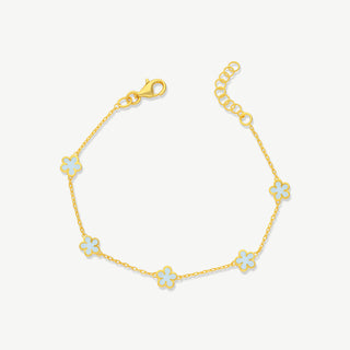 Bracciale Fiori Smaltati Celesti Argento 925 Fabiani