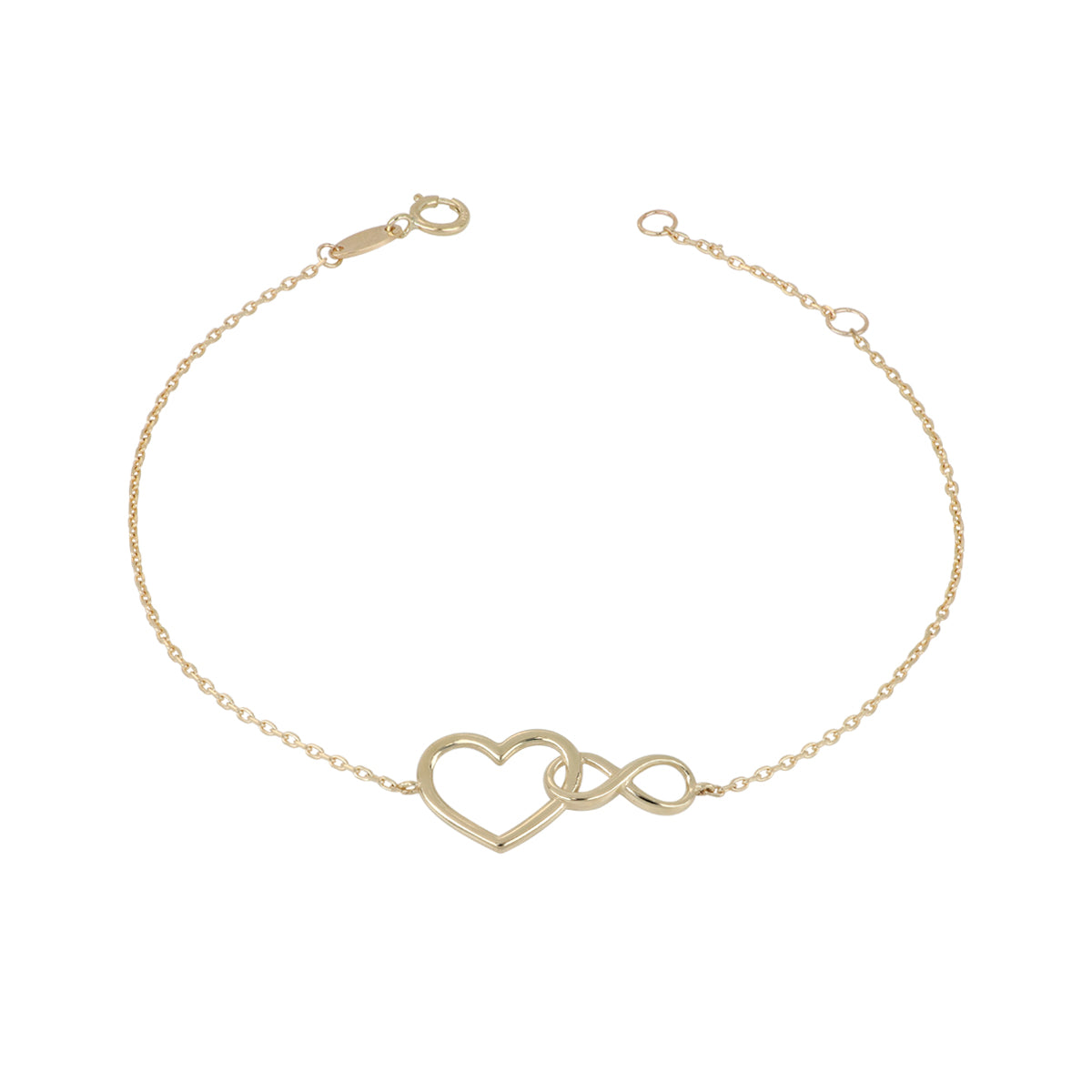 Bracciale Fabiani in oro giallo 9Kt con cuore e infinito Fabiani