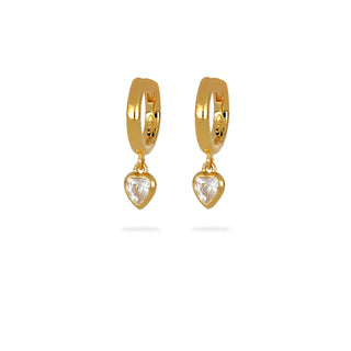 Orecchini Fabiani in argento 925 dorato con zircone a cuore - Fabiani Gioiellerie