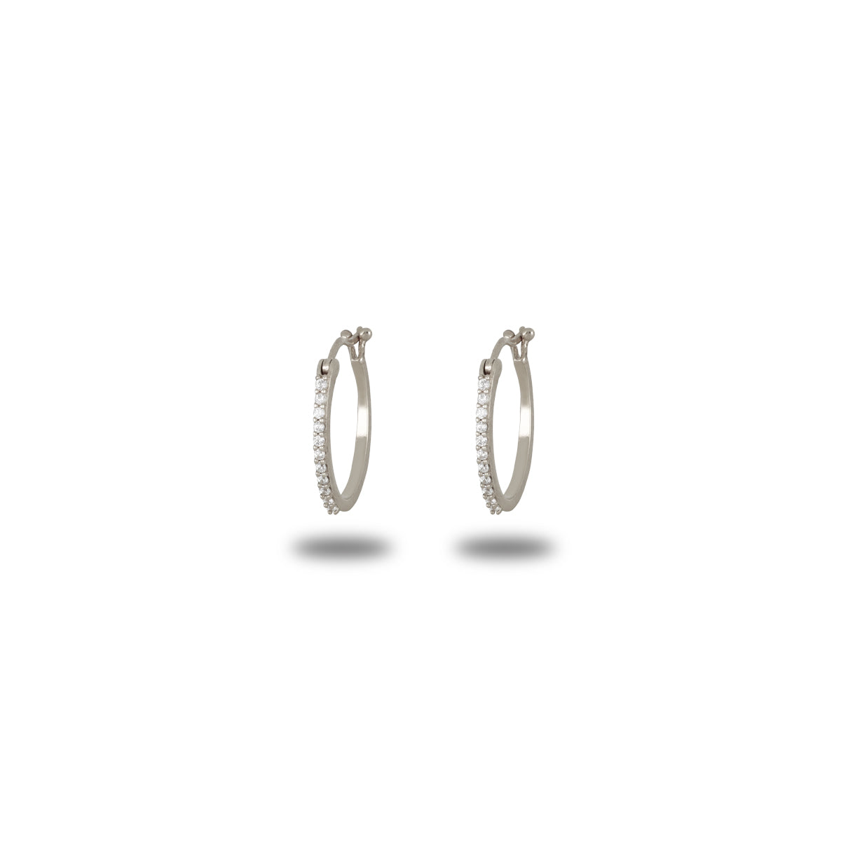 Coppia Di Orecchini A Cerchio 20X8Mm Lucido 585 Oro Oro Bianco Donna Coppia Di Orecchini A Cerchio 20X8Mm Lucido 585 Oro Oro Bianco Donna
