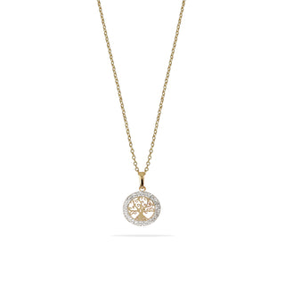 Collana Fabiani in argento con pendente albero della vita in oro giallo 9Kt e zirconi - Fabiani Gioiellerie