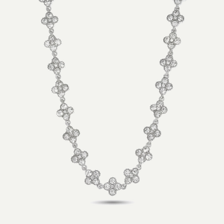 Collana Meridien in acciaio con motivi floreali e pavé luminoso