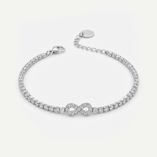 Bracciale Meridien con simbolo infinito – Acciaio e cristalli
