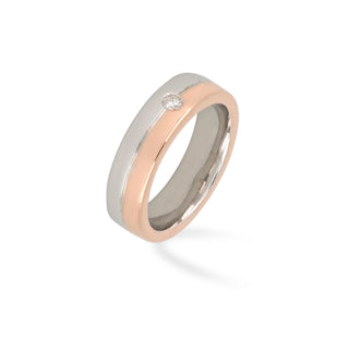Anello Fede Fabiani in oro bianco e in oro rosa 18Kt con diamante taglio brillante - Fabiani Gioiellerie