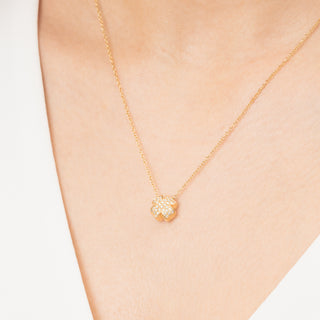 Collana Bubble a quadrifoglio in oro giallo 18Kt con diamanti