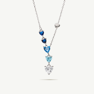Collana Fabiani in argento 925 con pendente a cuori blu