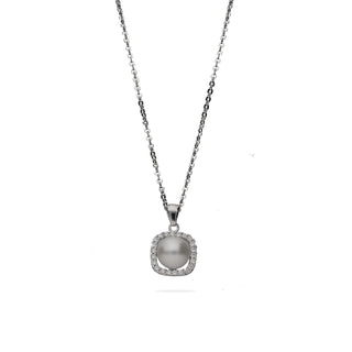 Collana Fabiani in oro bianco 9Kt con perla e zirconi - Fabiani Gioiellerie