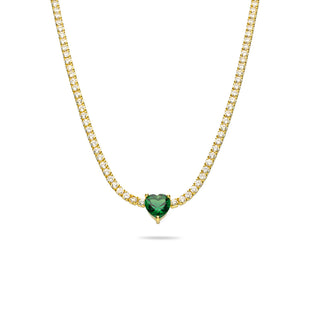 Collana Fabiani tennis in argento 925 con cuore verde - Fabiani Gioiellerie