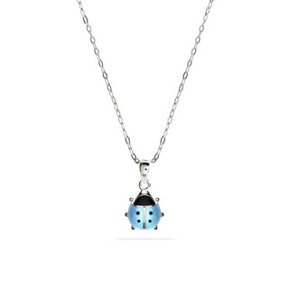 Collana Fabiani con pendente coccinella in argento e smalto celeste - Fabiani Gioiellerie
