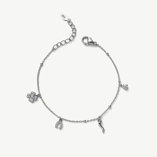 Bracciale Portafortuna Ciondoli Zirconi Argento 925 Fabiani