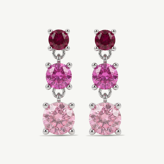 Orecchini Fabiani in argento 925 con tre pietre rosa a gradazione