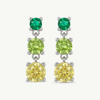 Orecchini Fabiani in argento 925 con tre pietre colorate a gradazione