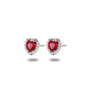 Orecchini Fabiani a cuore in oro bianco 9Kt con zirconi - Fabiani Gioiellerie