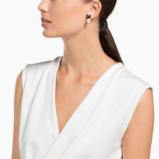 Orecchino jacket Swan, Cigno, Nero, Placcato color oro rosa