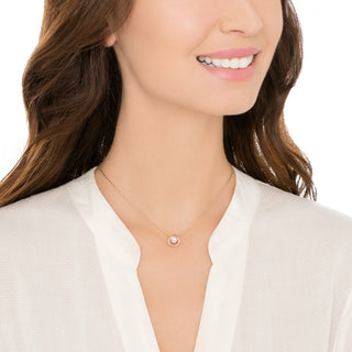 Collana Una, Taglio Round, Bianca, Placcato color oro rosa