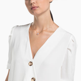 Collana Una, Taglio Round, Bianca, Placcato color oro rosa