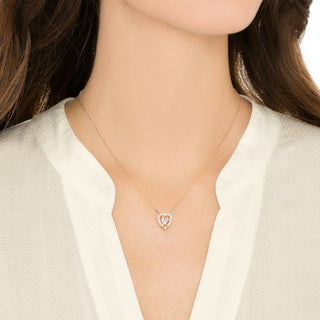 Collana Una, Cuore, Bianca, Placcato color oro rosa