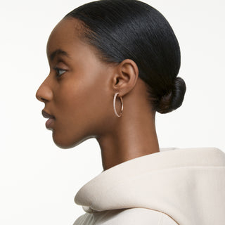 Orecchini a cerchio Dextera, Pavé, Grandi, Bianchi, Placcato color oro rosa