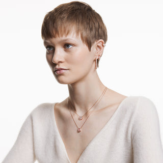 Orecchini a cerchio Dextera, Pavé, Grandi, Bianchi, Placcato color oro rosa