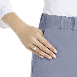 Anello Una Angelic, Taglio tondo, Pavé, Bianco, Placcato rodio