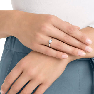 Anello Stilla Attract, Taglio Round, Bianco, Placcato rodio