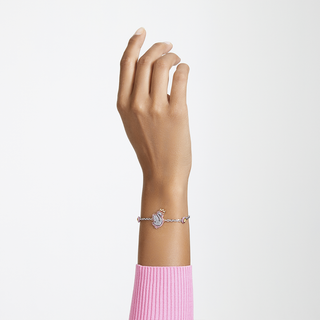 Braccialetto Pop Swan, Cigno, Rosa, Placcato rodio