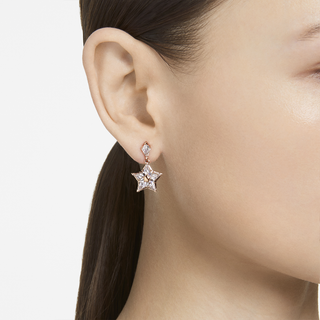 Orecchini pendenti Stella, Taglio Kite, Stella, Bianchi, Placcato color oro rosa