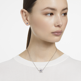 Pendente Stella, Taglio misto, Stella, Blu, Placcato rodio