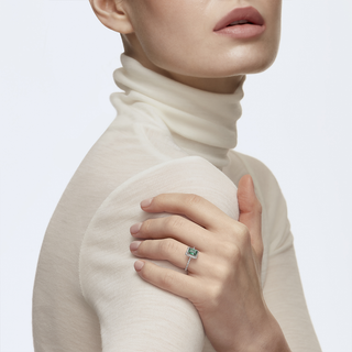 Anello Una Angelic, Taglio rettangolare, Verde, Placcato rodio