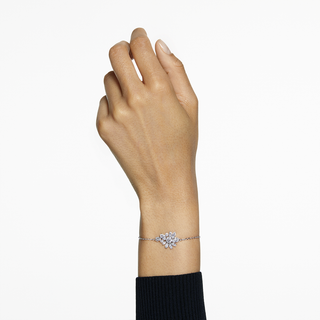 Braccialetto Gema, Taglio misto, Fiore, Bianco, Placcato rodio