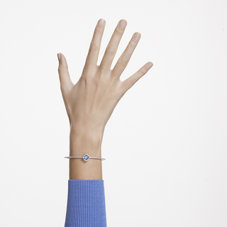 Bracciale rigido Una, Quadrifoglio, Blu, Placcato rodio