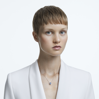 Collana Una, Taglio ottagonale, Blu, Placcato rodio