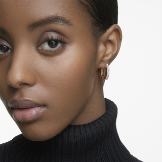 Orecchini a cerchio Dextera, Forma ottagonale, Piccoli, Bianchi, Placcato color oro rosa