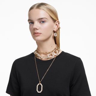 Pendente Dextera, Forma ottagonale, Medio, Bianco, Placcato color oro