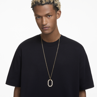 Pendente Dextera, Forma ottagonale, Medio, Bianco, Placcato color oro