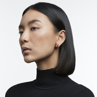 Orecchini a lobo Matrix, Taglio Piramide, Rosa, Placcato color oro