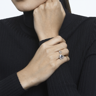 Anello aperto Millenia, Taglio Trilliant, Bianco, Placcato rodio